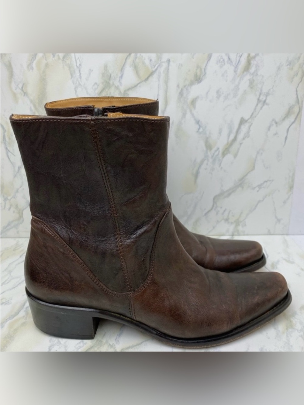 Kenneth Cole New York Vintage Brown Leather Boot the Way Ankle Boots Western 6